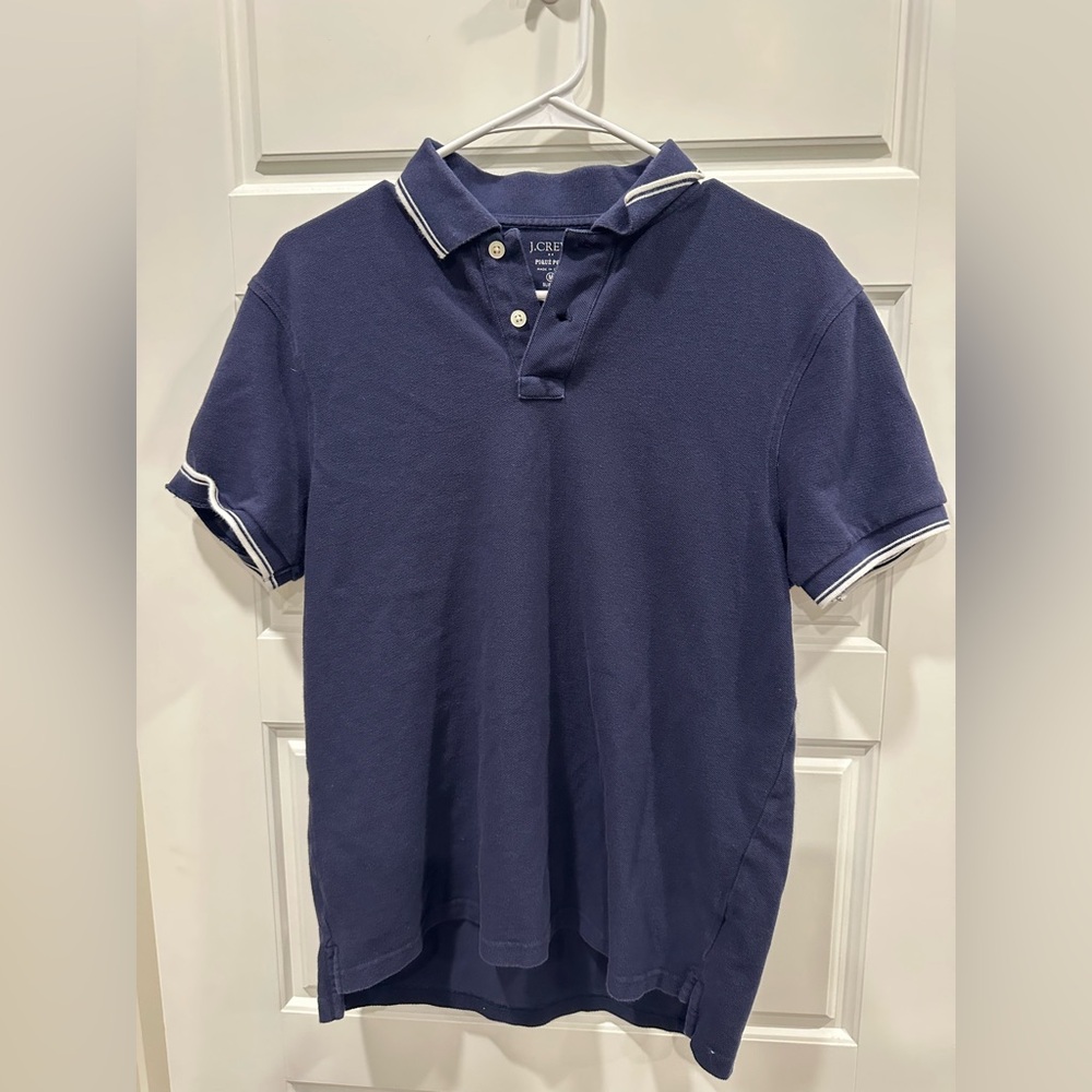 J. Crew Men's Polo in Deep Blue with White Trim